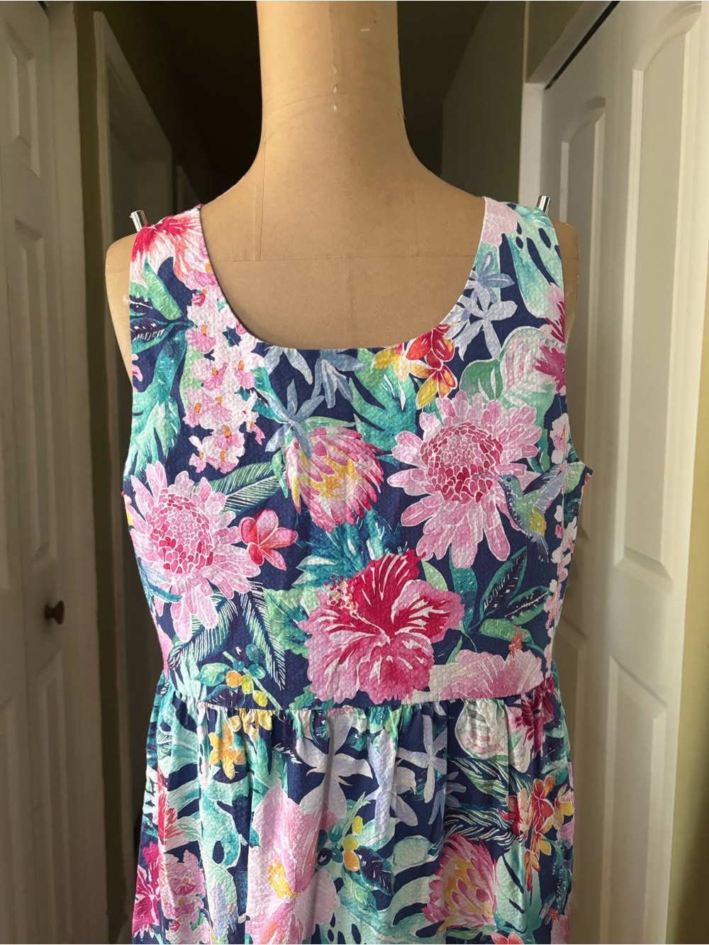 Tommy Bahama Perfectly Paradise Floral Stretch Cotton Midi Dress oversized M - Picture 8 of 12